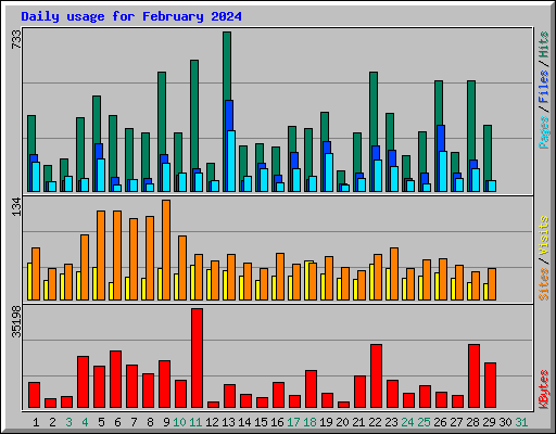 Daily usage for February 2024